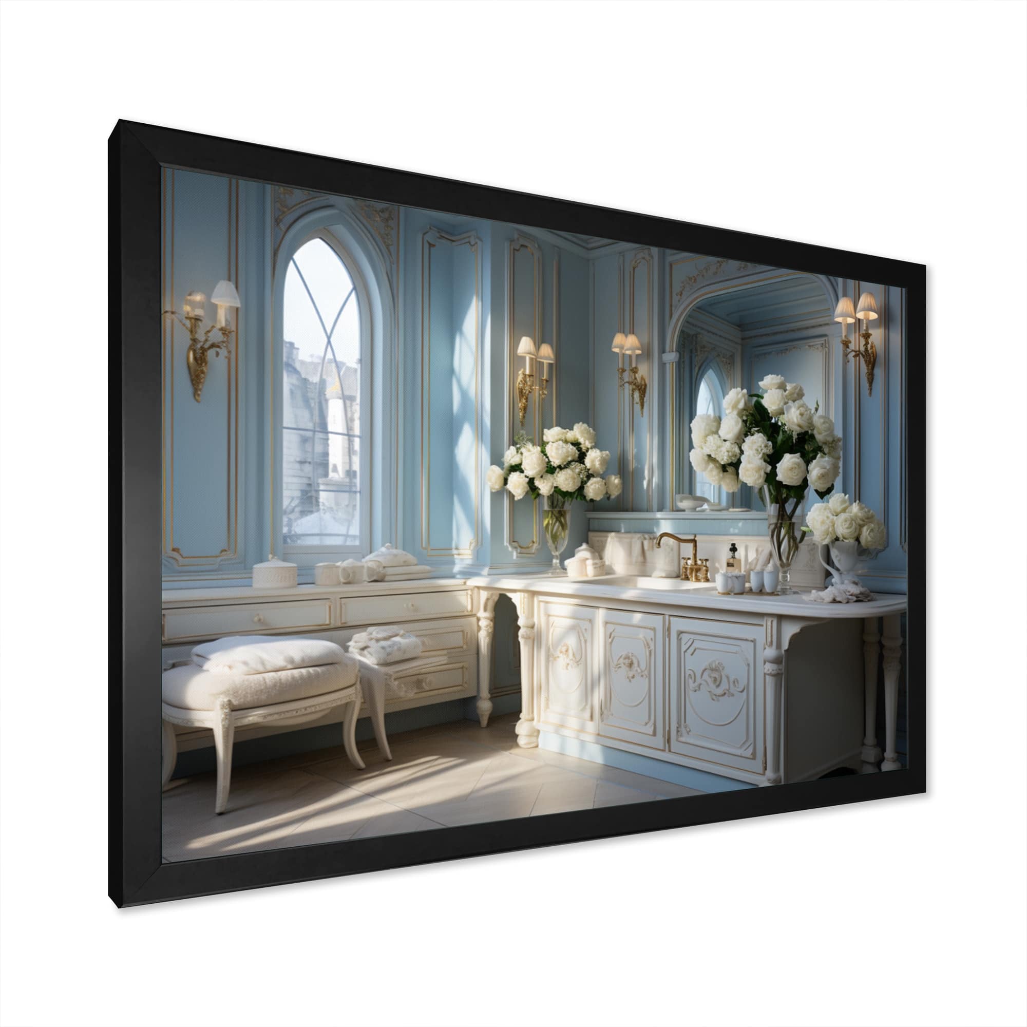 Designart "Laundry Room French Vintage II" Bath & Laundry Framed Canvas